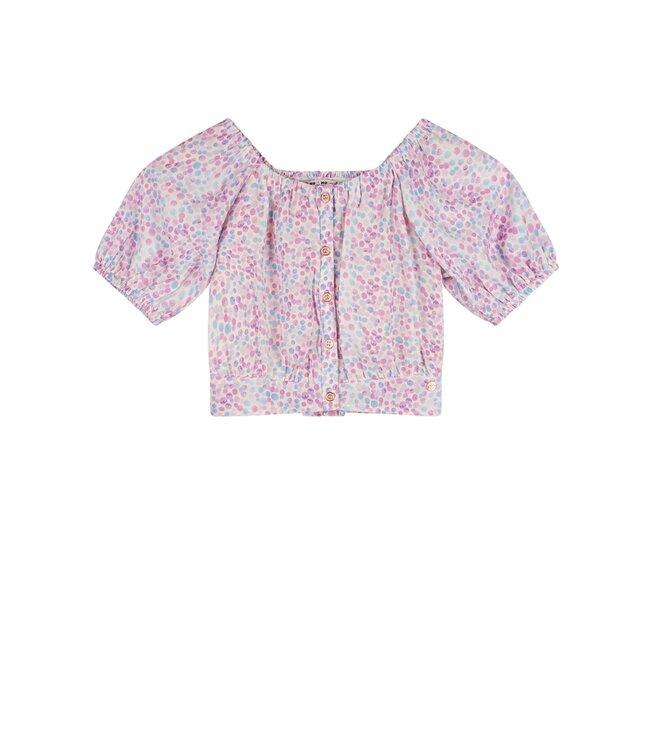 NoNo zomer blouse meisjes - blauw - cropped, AOP - Tomas