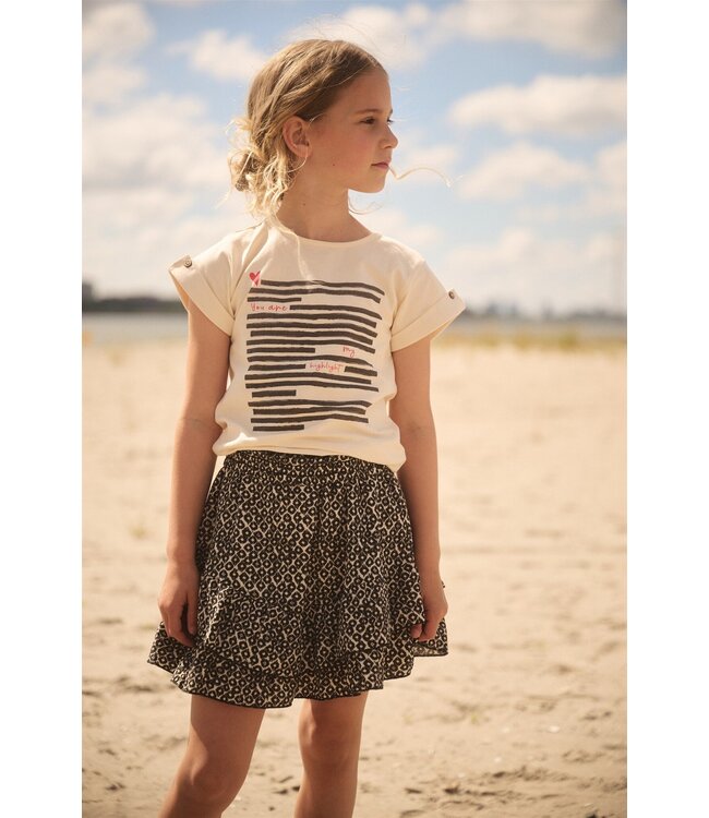 NoNo zomer t-shirt meisjes - ivoor wit - fancy mouw - Kiki