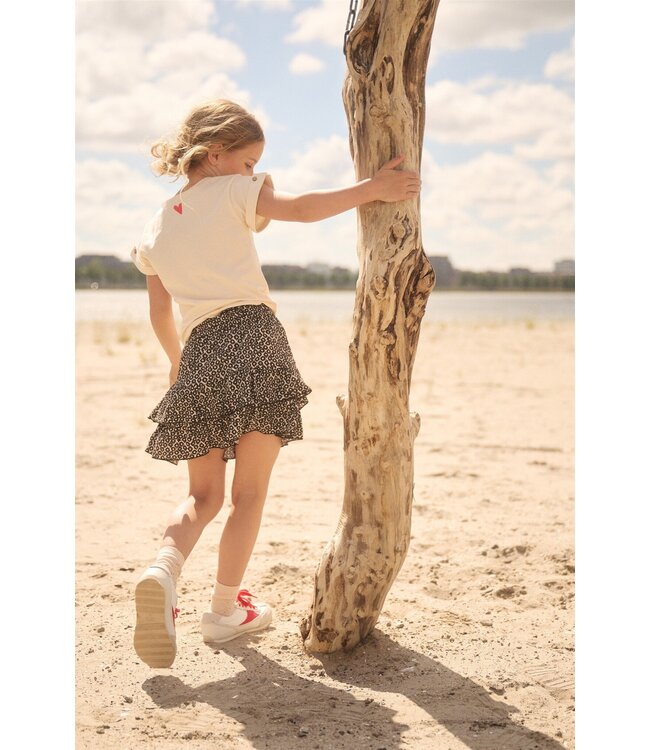 NoNo zomer t-shirt meisjes - ivoor wit - fancy mouw - Kiki