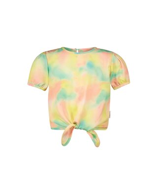 B.Nosy zomer top meisjes - roze/geel/groen AOP - knoop - Bonny
