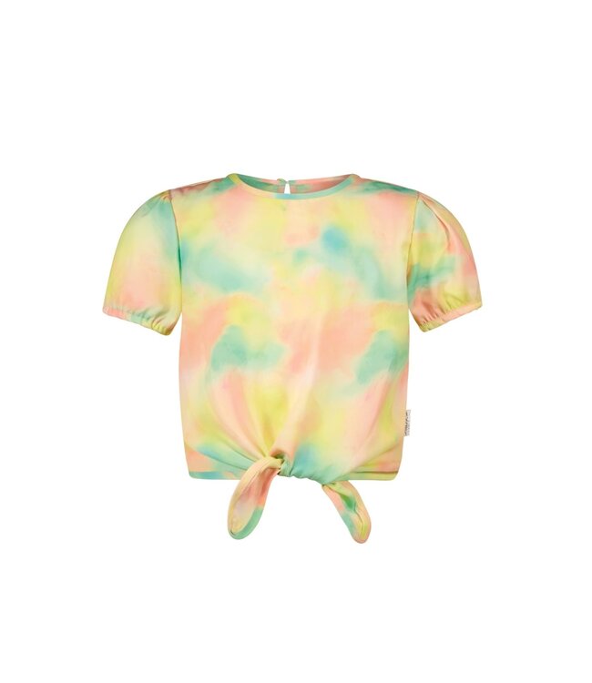 B.Nosy zomer top meisjes - roze/geel/groen AOP - knoop - Bonny