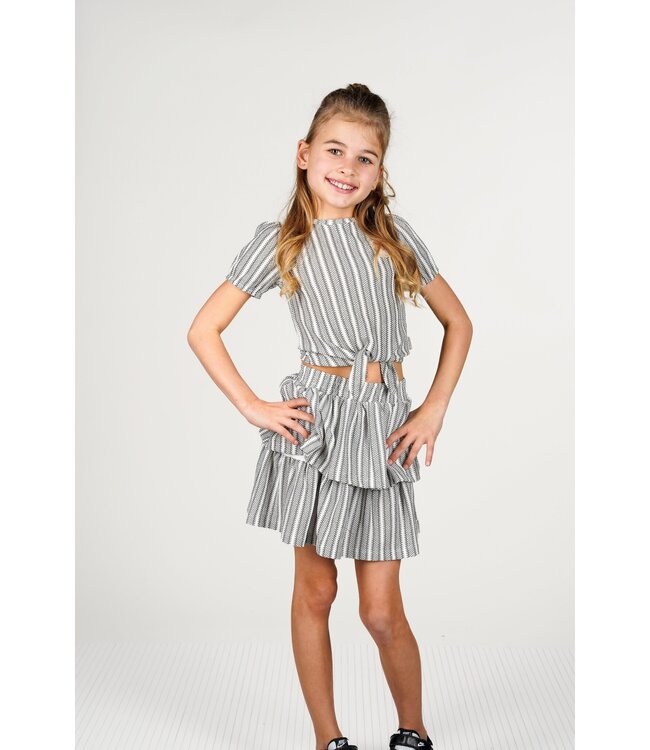 B.Nosy zomer rok meisjes - zwart/wit gestreept - 2-laags - Romee