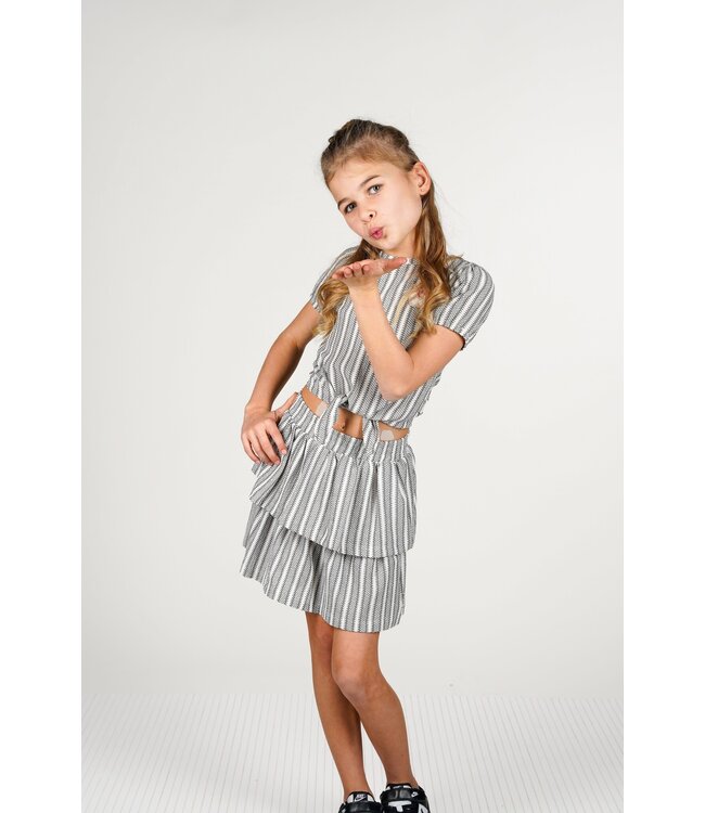 B.Nosy zomer rok meisjes - zwart/wit gestreept - 2-laags - Romee