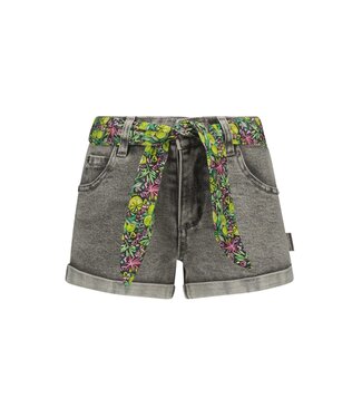 B.Nosy zomer jeans short meisjes - grijs denim - riem - Patty