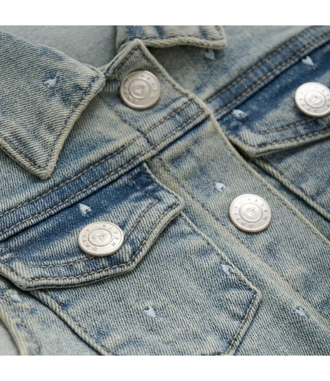 Daily7 Zomer gilet meisjes - medium blauw - denim AOP