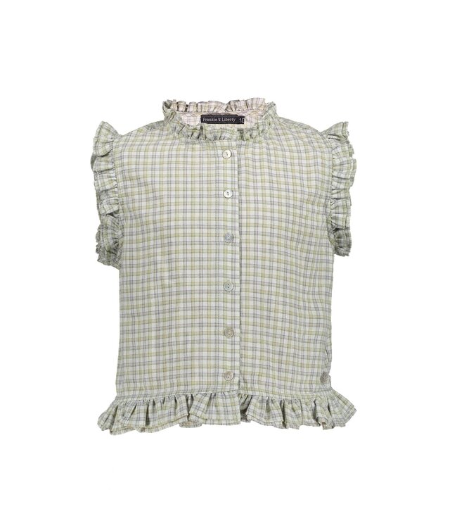 Frankie & Liberty Zomer blouse meisjes - groen grijs - geruit - Romila