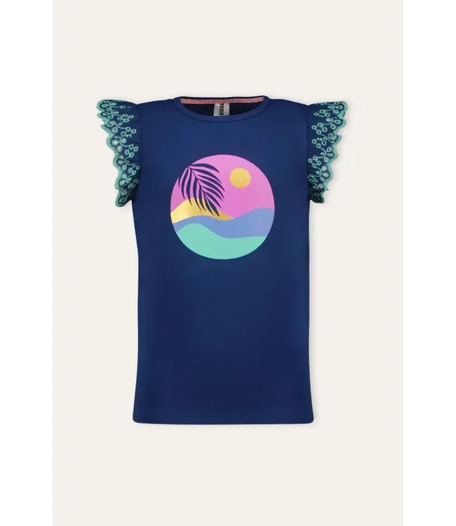 B.Nosy zomer top meisjes - lake blauw - broderie mouw - Taria