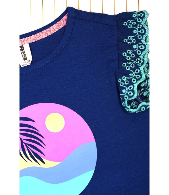 B.Nosy zomer top meisjes - lake blauw - broderie mouw - Taria