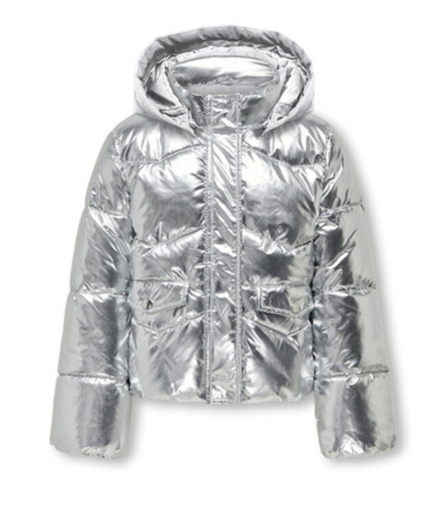 Kids ONLY winter winterjas meisjes - grijs - KogPearl - puffer, capuchon