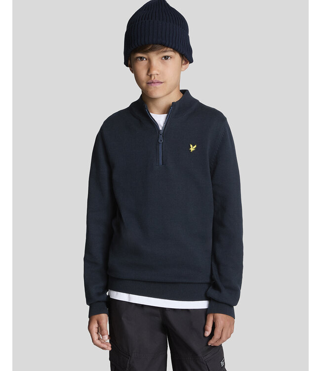 Lyle & Scott winter sweater jongens - donker navy blauw - 1/4 rits
