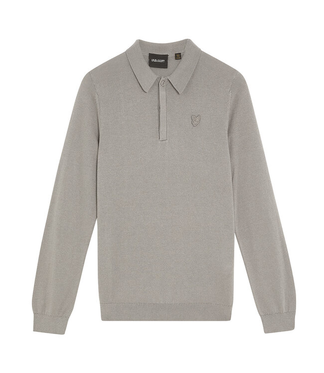 Lyle & Scott winter polo shirt jongens - grijs - longsleeve, gebreid