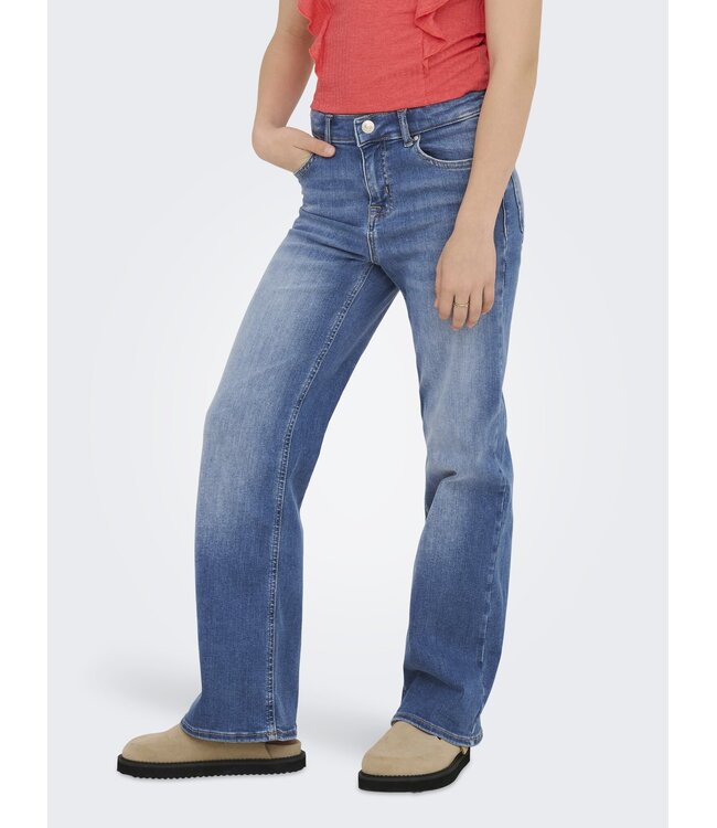 Kids ONLY winter jeansbroek meisjes - blauw - KogMadison - wide leg fit