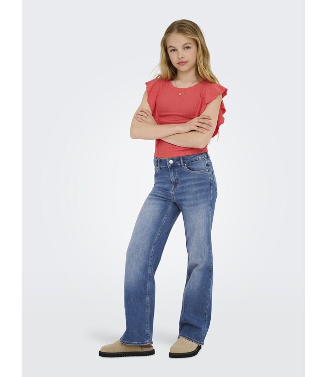 Kids ONLY winter jeansbroek meisjes - blauw - KogMadison - wide leg fit