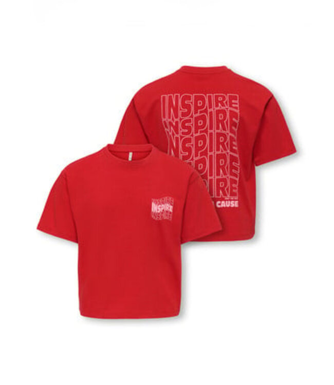 Kids ONLY winter top meisjes - rood - KogJasmine - box fit, korte mouw