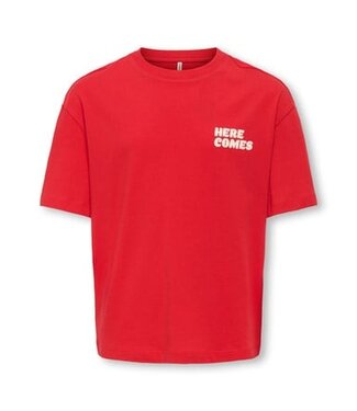 Kids ONLY winter top meisjes - rood - KogEllie - oversize fit, korte mouw