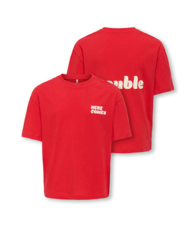 Kids ONLY winter top meisjes - rood - KogEllie - oversize fit, korte mouw