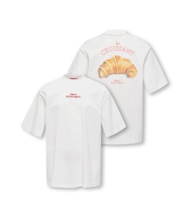 Kids ONLY winter t-shirt meisjes - wit - KogBabette - loose fit, korte mouw