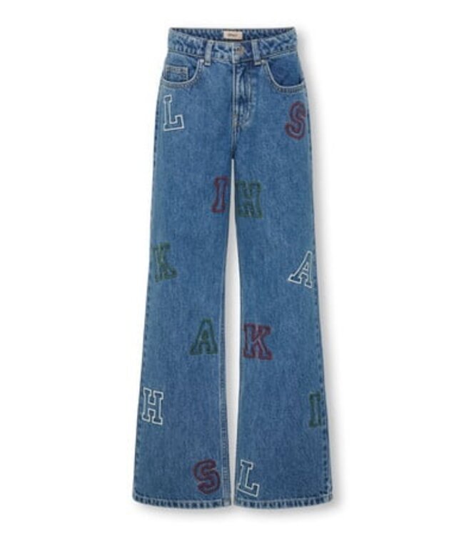 Kids ONLY winter jeansbroek meisjes - blauw - KogJuicy - wide leg fit