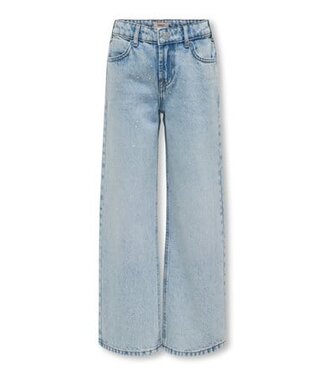 Kids ONLY winter jeansbroek meisjes - blauw - KogCobain - straight fit, glitter steentjes