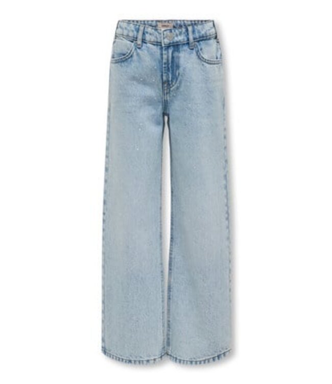 Kids ONLY winter jeansbroek meisjes - blauw - KogCobain - straight fit, glitter steentjes