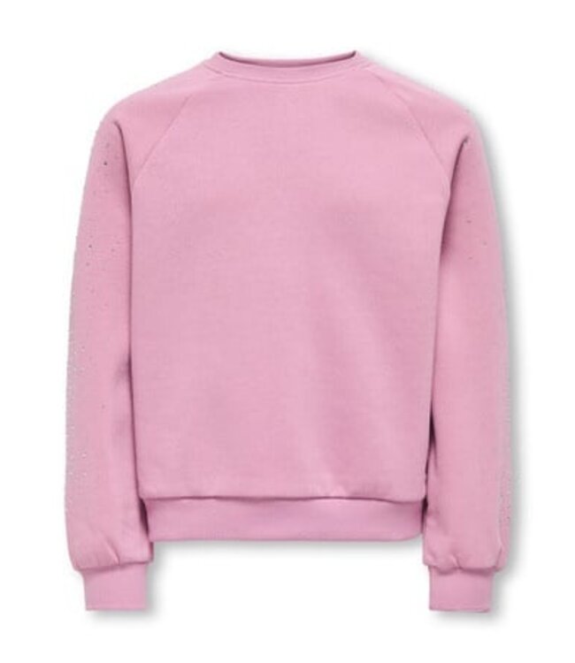Kids ONLY winter sweater meisjes - roze - KogZenna - oversize fit, glitter steentjes