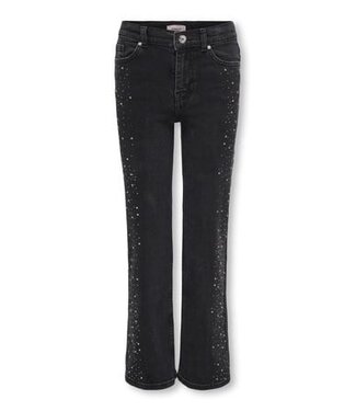 Kids ONLY winter jeansbroek meisjes - zwart - KogJuicy - wide leg fit, glitter steentjes