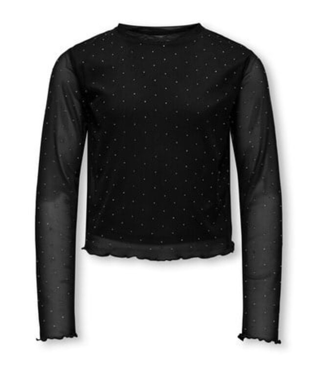 Kids ONLY winter top meisjes - zwart - KogJada - regular fit, longsleeve, glitter steentjes