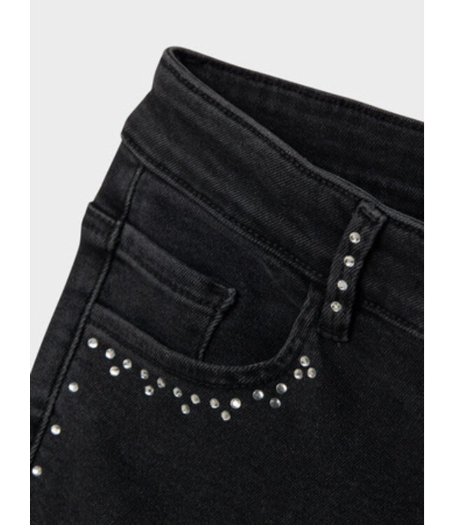 Name it winter jeansbroek meisjes - zwart - wide leg fit, glitter steentjes - NkfRose