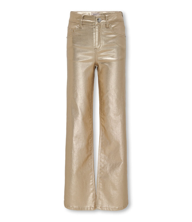 Kids ONLY winter broek meisjes - goud metallic - wide leg fit - KogJuicy