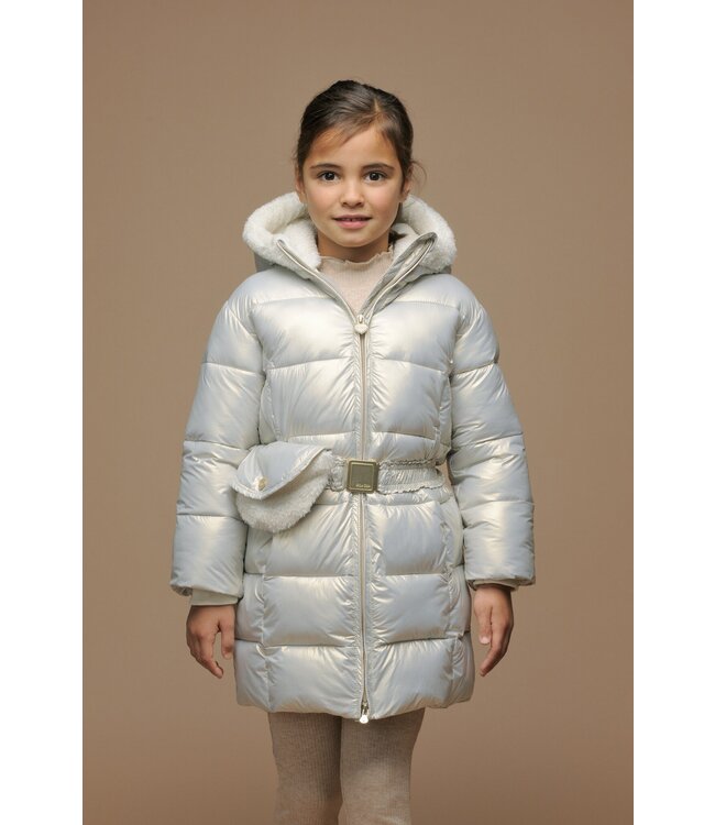 Le Chic winter winterjas meisjes - zilver - Bodhi - furry tas