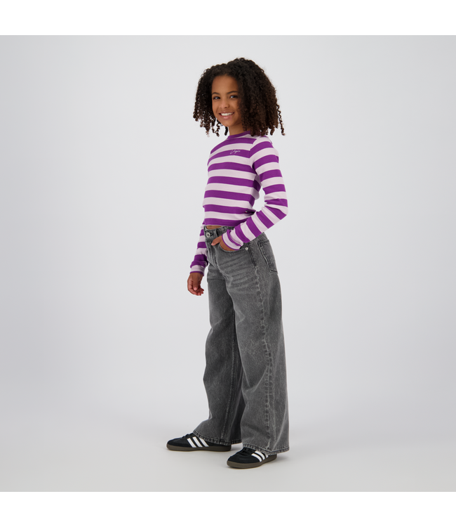Vingino winter top meisjes - paars - Basic crop top - rib, strepen