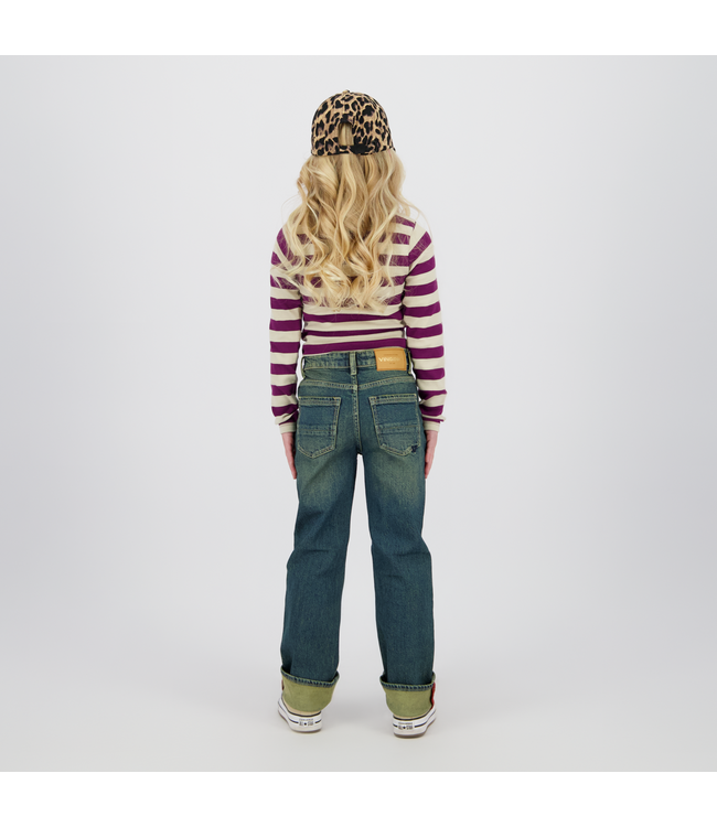 Vingino winter top meisjes - paars - Basic crop top - rib, strepen