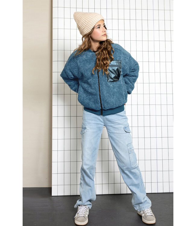 NoBell winter bomberjack meisjes - donker blauw - Bomber - omkeerbaar, verborgen capuchon