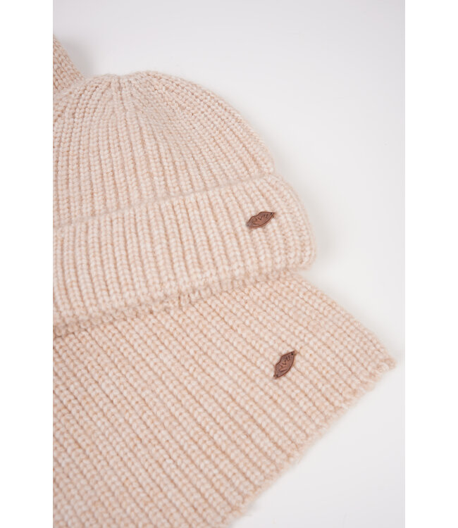 NoBell winter sjaal + muts set meisjes - bruin - Ronja - gebreid