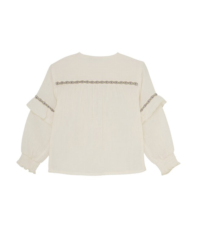 Daily7 winter t-shirt meisjes - wit - longsleeve/ruffle