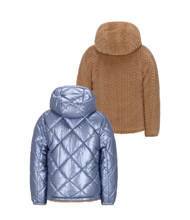 Like Flo winter winterjas meisjes - blauw - Aimee - kort, omkeerbaar, capuchon