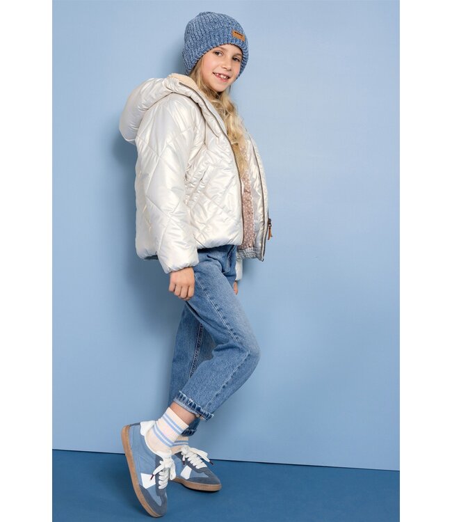 NoNo winter winterjas meisjes - beige - Button - kort, capuchon