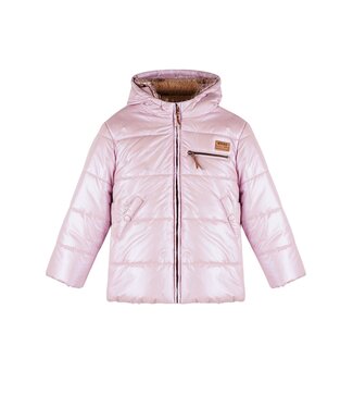 NoNo winter winterjas meisjes - roze - Bubble - dubbele capuchon, middellang