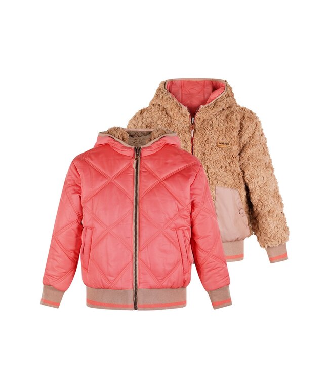 NoNo winter bomberjack meisjes - roze - Bomby - omkeerbaar, capuchon