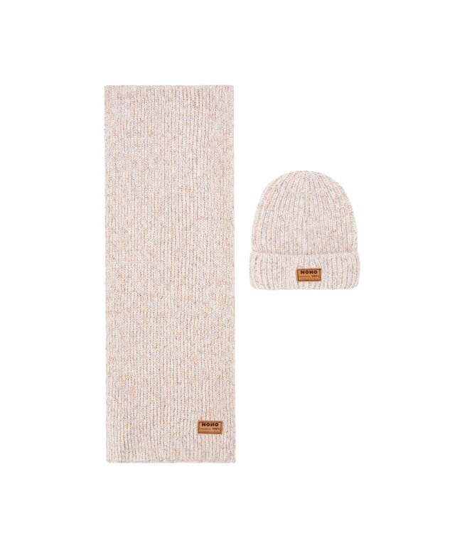 NoNo winter sjaal + muts set meisjes - beige - Raya - gebreid