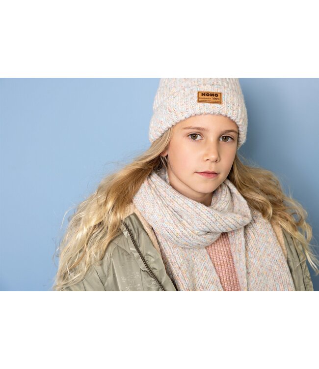 NoNo winter sjaal + muts set meisjes - beige - Raya - gebreid
