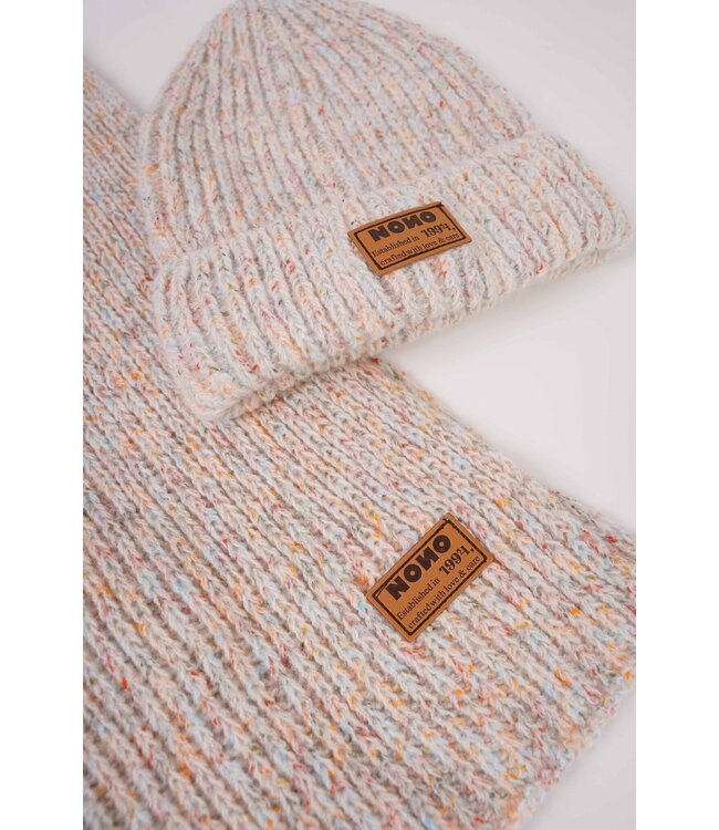 NoNo winter sjaal + muts set meisjes - beige - Raya - gebreid