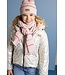 NoNo winter sjaal + muts set meisjes - roze - Razz - gestreept, gebreid