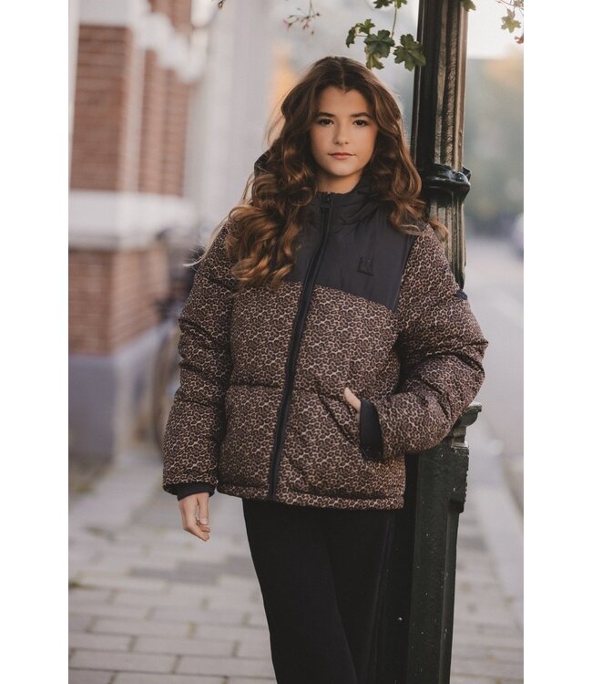 LOOXS 10sixteen winter jas meisjes - bruin/zwart - panter