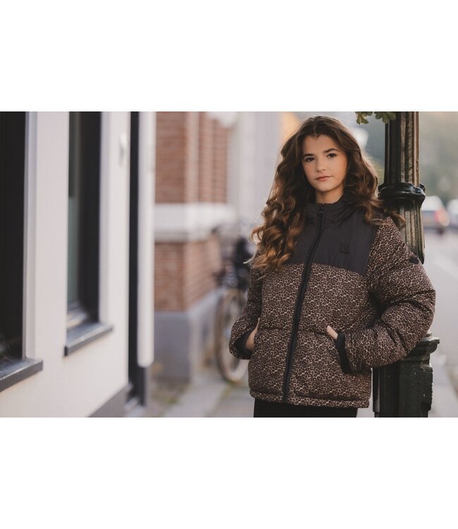 LOOXS 10sixteen winter jas meisjes - bruin/zwart - panter