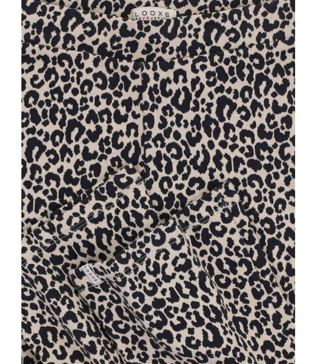LOOXS Little winter broek meisjes - zand - luipaard/jaquard