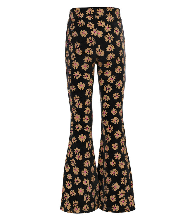 LOOXS Little winter velvet flare broek meisjes - zwart - bloem