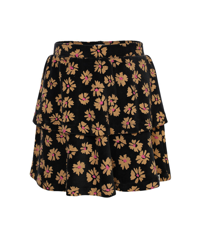 LOOXS Little winter velvet flare rok meisjes - zwart - bloem