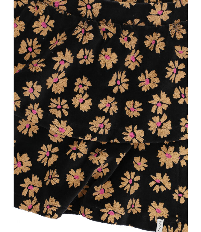 LOOXS Little winter velvet flare rok meisjes - zwart - bloem