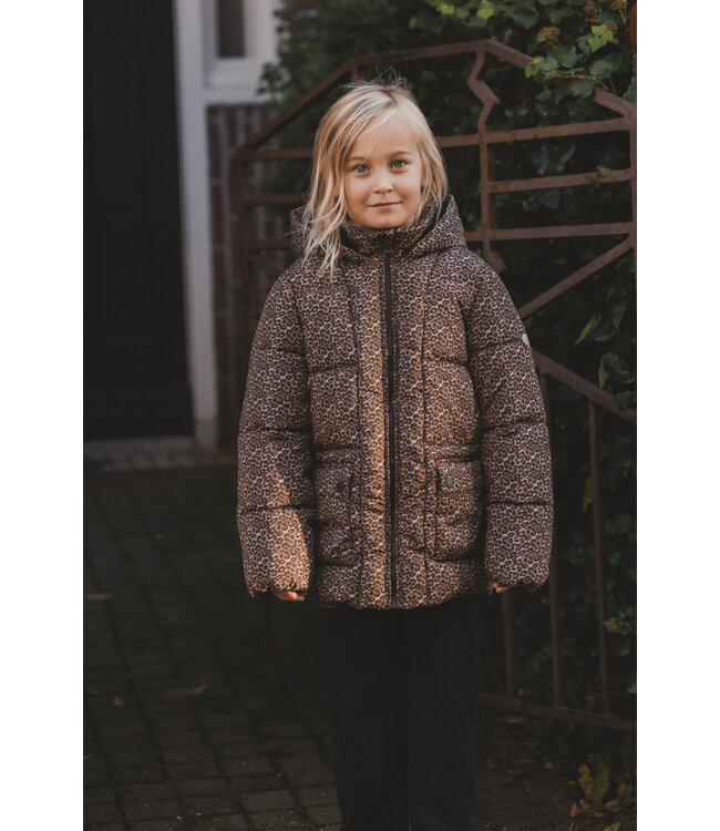 LOOXS Little winter jas meisjes - bruin/zwart - panter